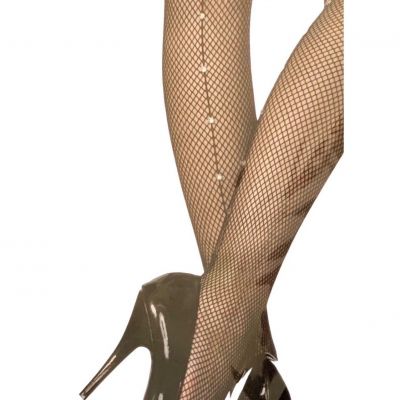 Sexy Fishnet Stockings Rhinestones On Back Seams Pantyhose Tights One Size